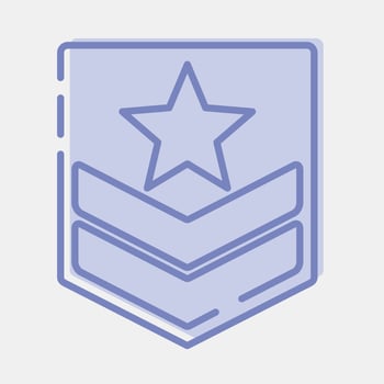 Icon military badge. Military elements. Icons in two tone style. Good for prints, posters, logo, infographics, etc. vector