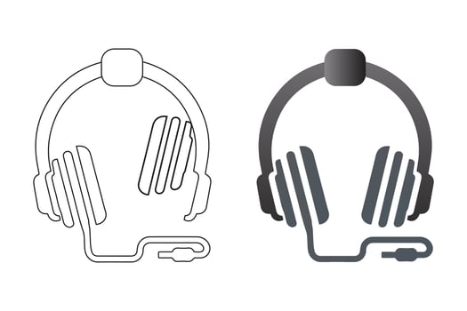 Various headphones illustrated in a set of vectors