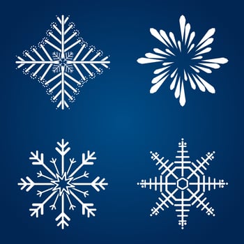 Four Snowflake group on isolated blue background, Set of Snowflake symbol, icon, logo for design Christmas vector, illustration element collection vector