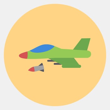 Icon fighter jet. Military elements. Icons in color mate style. Good for prints, posters, logo, infographics, etc. vector