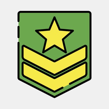 Icon military badge. Military elements. Icons in filled line style. Good for prints, posters, logo, infographics, etc. vector