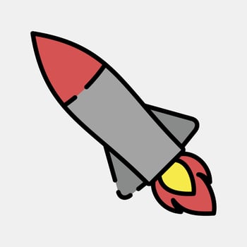 Icon rocket. Military elements. Icons in filled line style. Good for prints, posters, logo, infographics, etc. vector