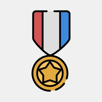 Icon medal. Military elements. Icons in filled line style. Good for prints, posters, logo, infographics, etc. vector