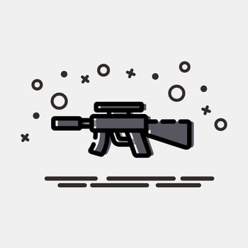 Icon machine gun. Military elements. Icons in MBE style. Good for prints, posters, logo, infographics, etc. vector