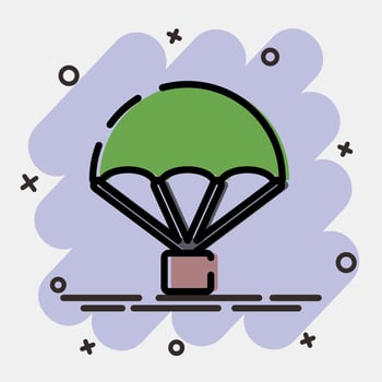 Icon parachute. Military elements. Icons in comic style. Good for prints, posters, logo, infographics, etc. vector