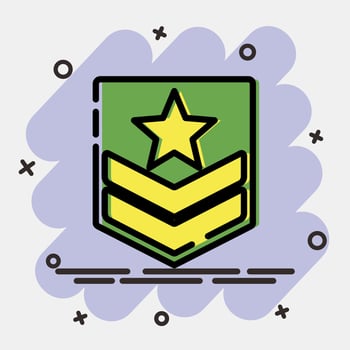 Icon military badge. Military elements. Icons in comic style. Good for prints, posters, logo, infographics, etc. vector