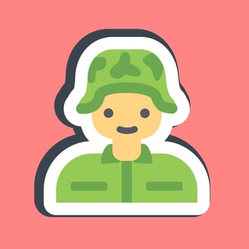 Sticker soldier. Military elements. Good for prints, posters, logo, infographics, etc. vector