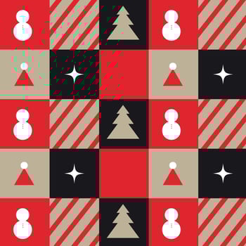 christmas background with snowflakes. New Year's pattern in Bauhaus style. Christmas background in Bauhaus style. Vector illustration