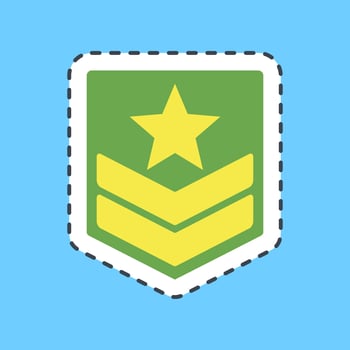 Cutting line sticker military badge. Military elements. Good for prints, posters, logo, infographics, etc. vector