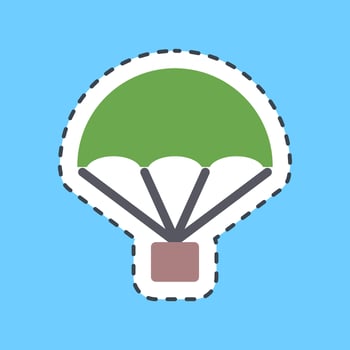 Cutting line sticker parachute. Military elements. Good for prints, posters, logo, infographics, etc. vector