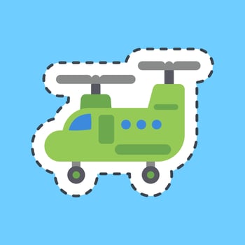 Cutting line sticker military helicopter. Military elements. Good for prints, posters, logo, infographics, etc. vector