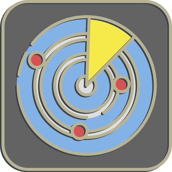 Icon radar. Military elements. Icons in embossed style. Good for prints, posters, logo, infographics, etc. vector