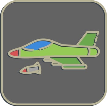 Icon fighter jet. Military elements. Icons in embossed style. Good for prints, posters, logo, infographics, etc. vector