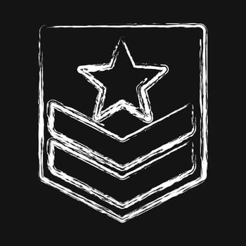Icon military badge. Military elements. Icons in chalk style. Good for prints, posters, logo, infographics, etc. vector