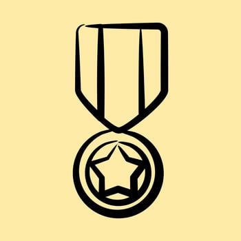 Icon medal. Military elements. Icons in hand drawn style. Good for prints, posters, logo, infographics, etc. vector