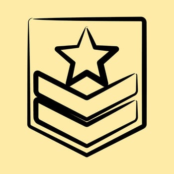 Icon military badge. Military elements. Icons in hand drawn style. Good for prints, posters, logo, infographics, etc. vector