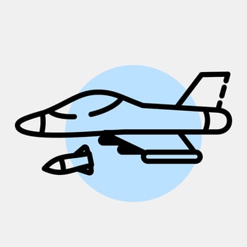 Icon fighter jet. Military elements. Icons in color spot style. Good for prints, posters, logo, infographics, etc. vector