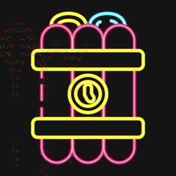Icon time bomb. Military elements. Icons in neon style. Good for prints, posters, logo, infographics, etc. vector