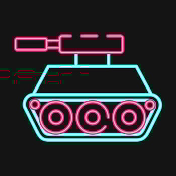 Icon tank. Military elements. Icons in neon style. Good for prints, posters, logo, infographics, etc. vector