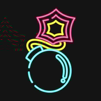 Icon bomb. Military elements. Icons in neon style. Good for prints, posters, logo, infographics, etc. vector