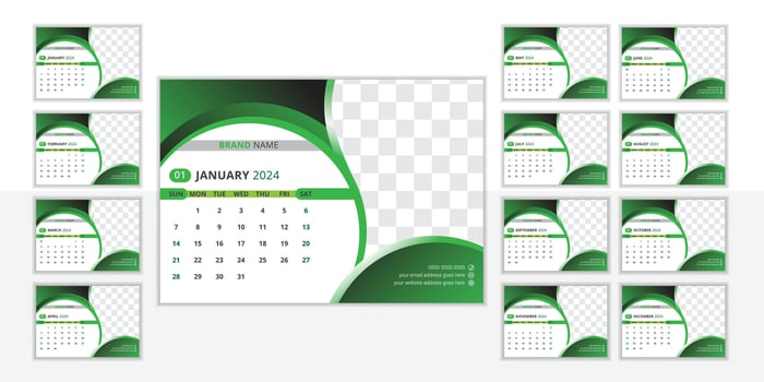 Attractive desk calendar design template 2024 vector