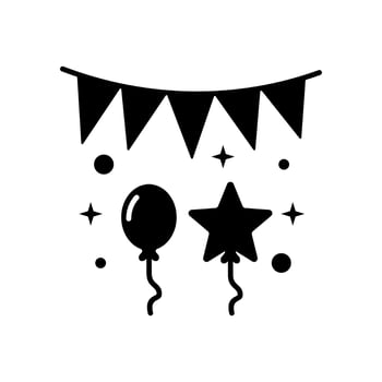 balloon icon, celebration vector, party and birthday icon, isolated on white background in black filled style. vector