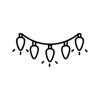 Christmas Light Bulb Vector Icon in Outline Style. Bulbs are decorations on the Christmas tree to make it look bright and beautiful. Vector illustration icon that can be used for app, web or logo.