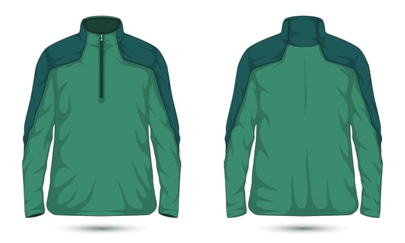Quarter zip sweatshirt mockup front and back view vector