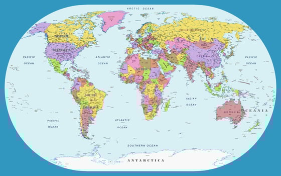 Political world map Contains information licensed under the Open Government License Canada Winkel II map projection vector
