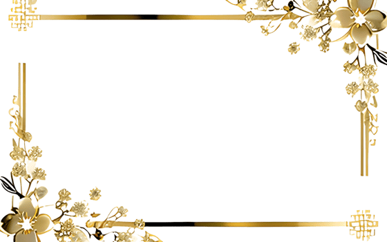 AI generated Sakura border frame gold luxury PNG transparent background