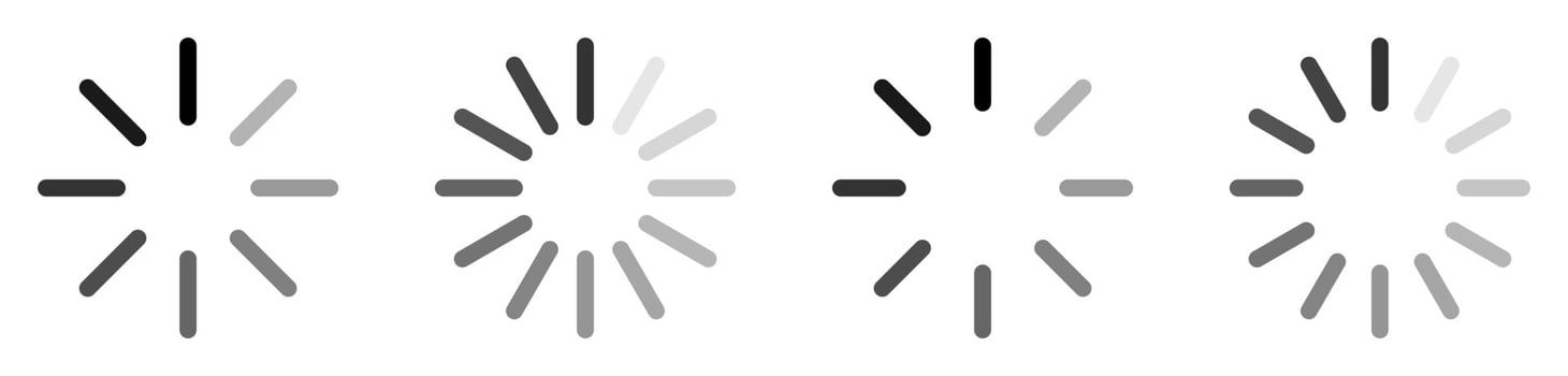 loading icon set. circular shape. vector time symbol isolated on white background. design for applications and web.
