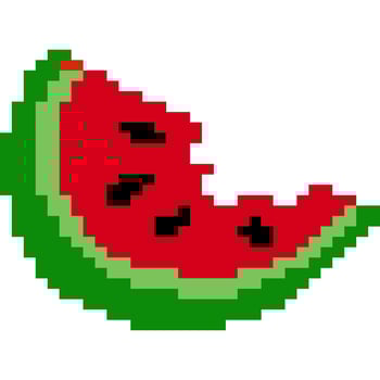 Watermelon cartoon icon in pixel style vector