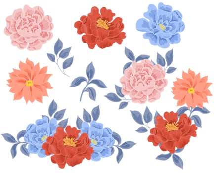 Hand Drawn Vintage Peony Rose Flower vector