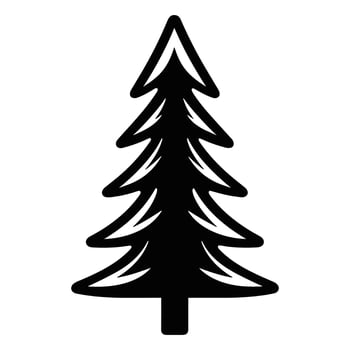 A Christmas Decorative tree silhouette outline vector free