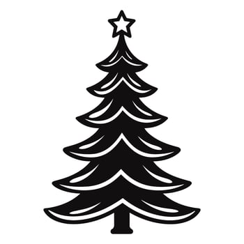 A Christmas Decorative tree silhouette outline vector
