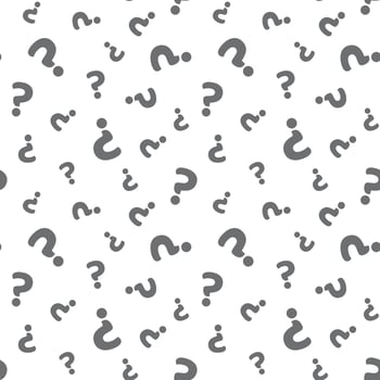 Question mark seamless pattern design. Vector black and white background.