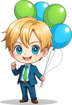 AI generated a cartoon character  holding balloons ai generative png
