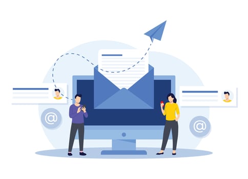Email marketing flat illustration vector concept, Online business strategy, Advertising, Email newsletter, messaging, Marketing material concept for landing page, web banner, social media, infographic