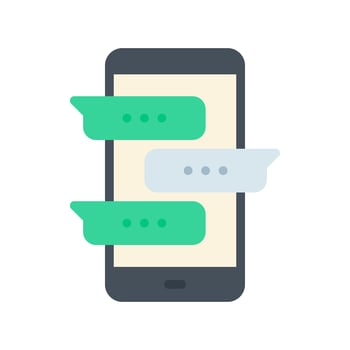 Communication icons in various shapes in flat, line, colored styles. vector