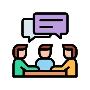 Communication icons in various shapes in flat, line, colored styles. vector