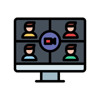 Communication icons in various shapes in flat, line, colored styles. vector