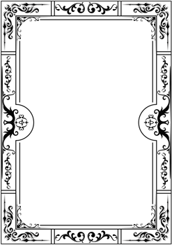 vintage border Black abstract flowers, thin lines, for wedding cards, invitations. png