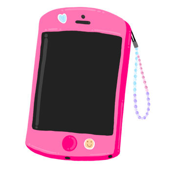 Pink Smartphone Cartoon illustration Smartphone Sticker Retro Element Retro Sticker 90s Style png