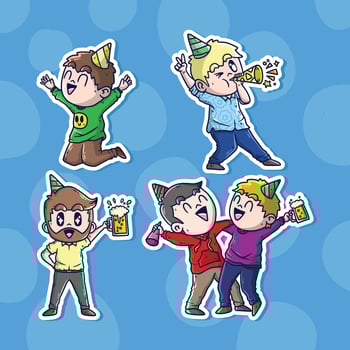 Cute vector cartoon illustration set of New Year Eve Party. New Year Eve Party Vector Illustration