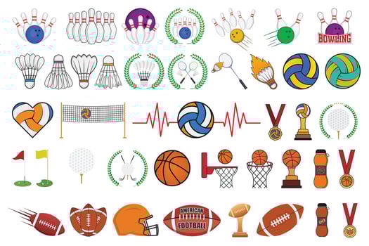 Sports Vector Bundle, Game Vector, Sports and Health, Basketball Vector, Golf  illustration, Volleyball silhouette, Vector Badminton, Badminton  Ball, American football Clipart, Rugby Colorful Vector