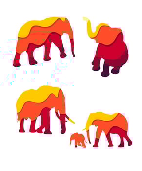 Thai Elephants Silhouettes Vector