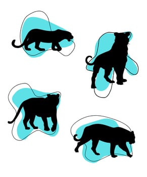 Royal Bengal Tiger Silhouettes Vector