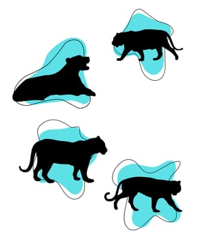 Royal Bengal Tiger Silhouettes Vector