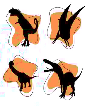 Dinosaur silhouettes set Vector