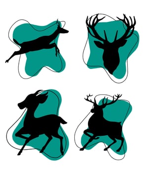 silhouettes of deers vector
